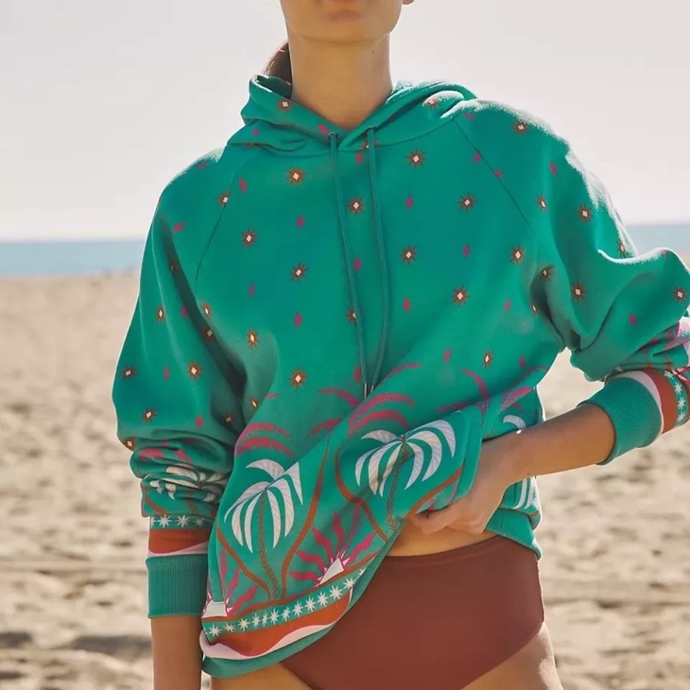 Beach Riot by Anthropologie Green and Pink Sweatshirt Vibrant and Stylish